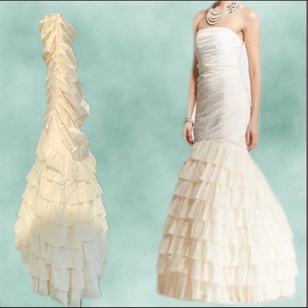 NWT $1500 Ann Taylor | Mermaid |Wedding Dress W/ Ruffled Tiers & Layers - Picture 12 of 16